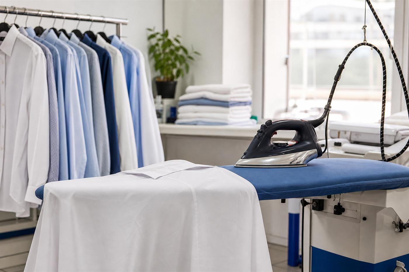 Freshly pressed shirt on a clean studio surface