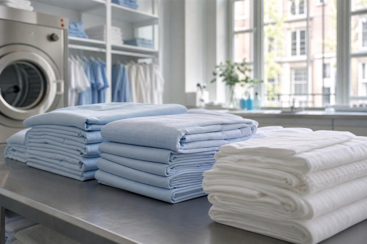 Fresh household linen folded on a table
